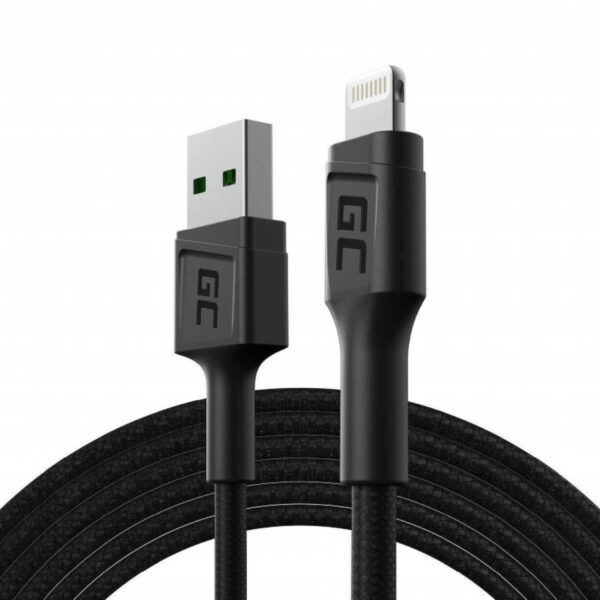 Green Cell Braided USB to Lightning Cable Μαύρο 1.2m (KABGC21)