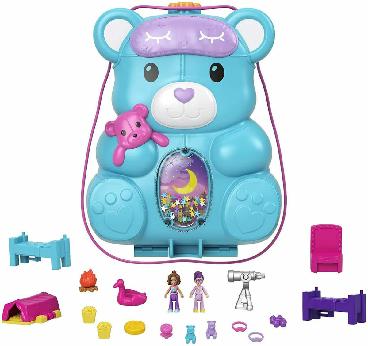 Mattel Παιχνίδι Μινιατούρα Polly Pocket Teddy Bear Purse Compact Τσαντάκι Sleepover - Image 2