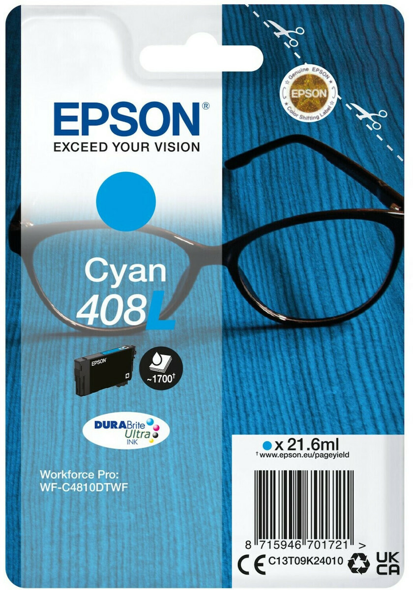 Epson 408L Γνήσιο Μελάνι Εκτυπωτή InkJet Κυανό (C13T09K24010)