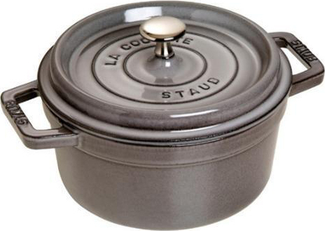 Staub Round Cocotte Βαθιά Κατσαρόλα από Μαντέμι 20cm Graphite Grey