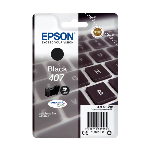 Epson 407 Γνήσιο Μελάνι Εκτυπωτή InkJet Μαύρο (C13T07U140)