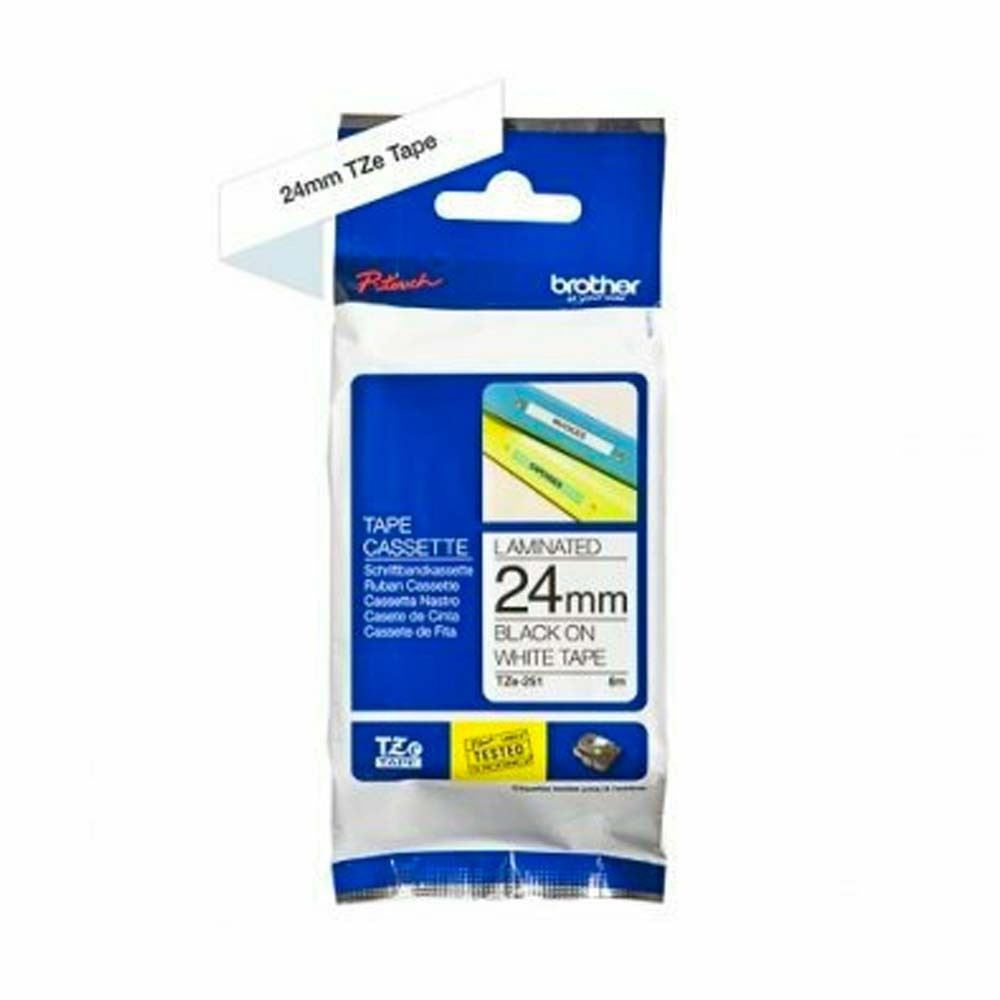 Brother TZEN251 Ταινία Ετικετογράφου 8m x 24mm σε Λευκό Χρώμα - Image 1