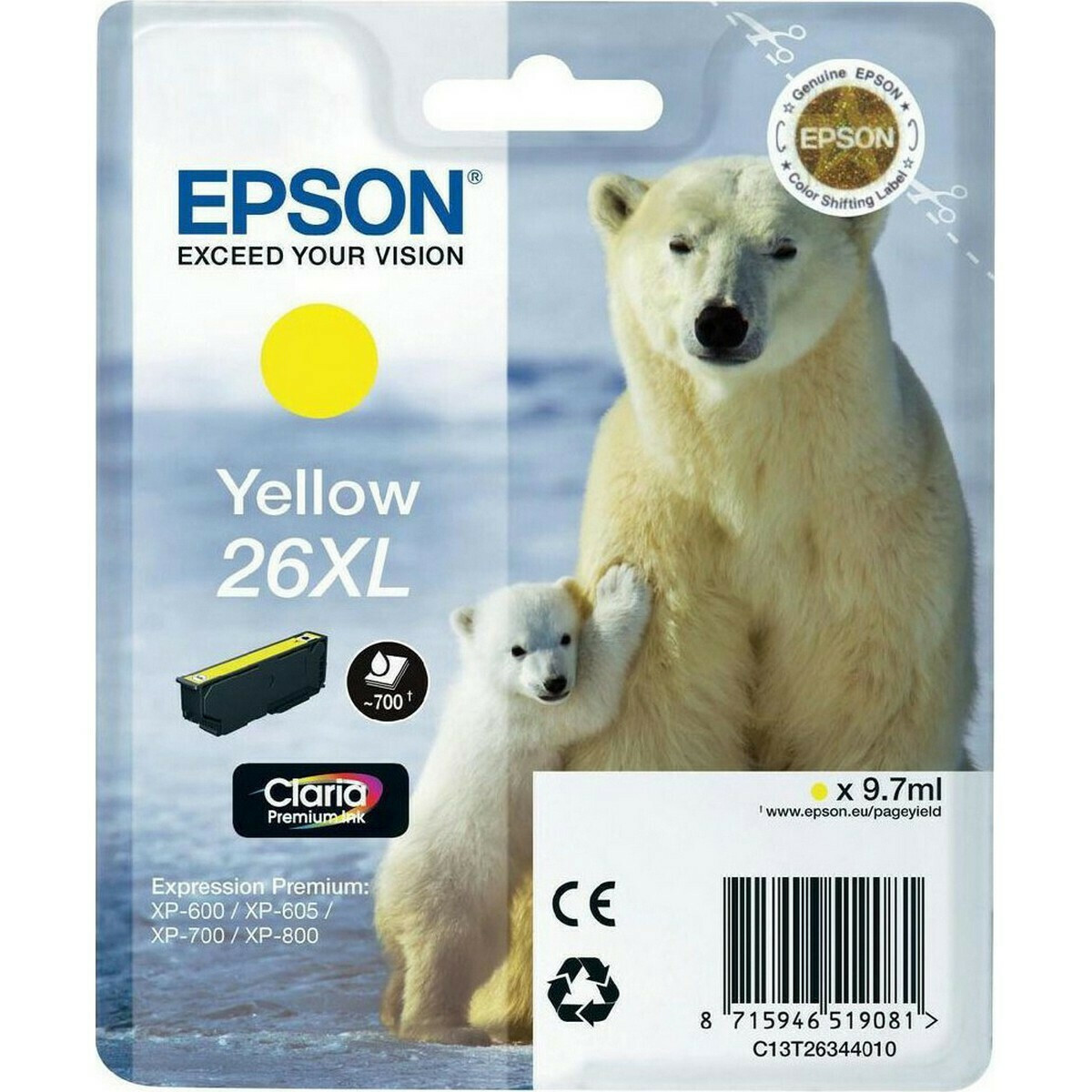 Epson 26XL Γνήσιο Μελάνι Εκτυπωτή InkJet Κίτρινο (C13T26344010 C13T26344012)