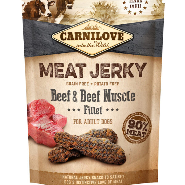 Carnilove Meat Jerky Beef & Beef Muscle Fillet Λιχουδιές Σκύλου με Βοδινό 100gr