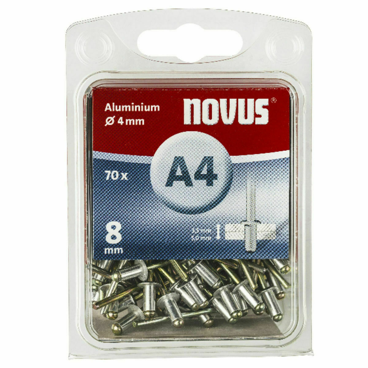 Novus Πριτσίνια Αλουμινίου M4x8mm 70τμχ