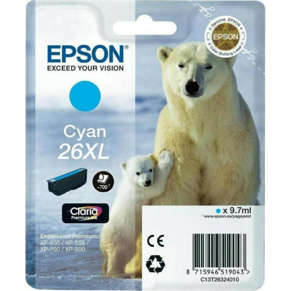 Epson 26XL Γνήσιο Μελάνι Εκτυπωτή InkJet Κυανό (C13T26324010 C13T26324012)