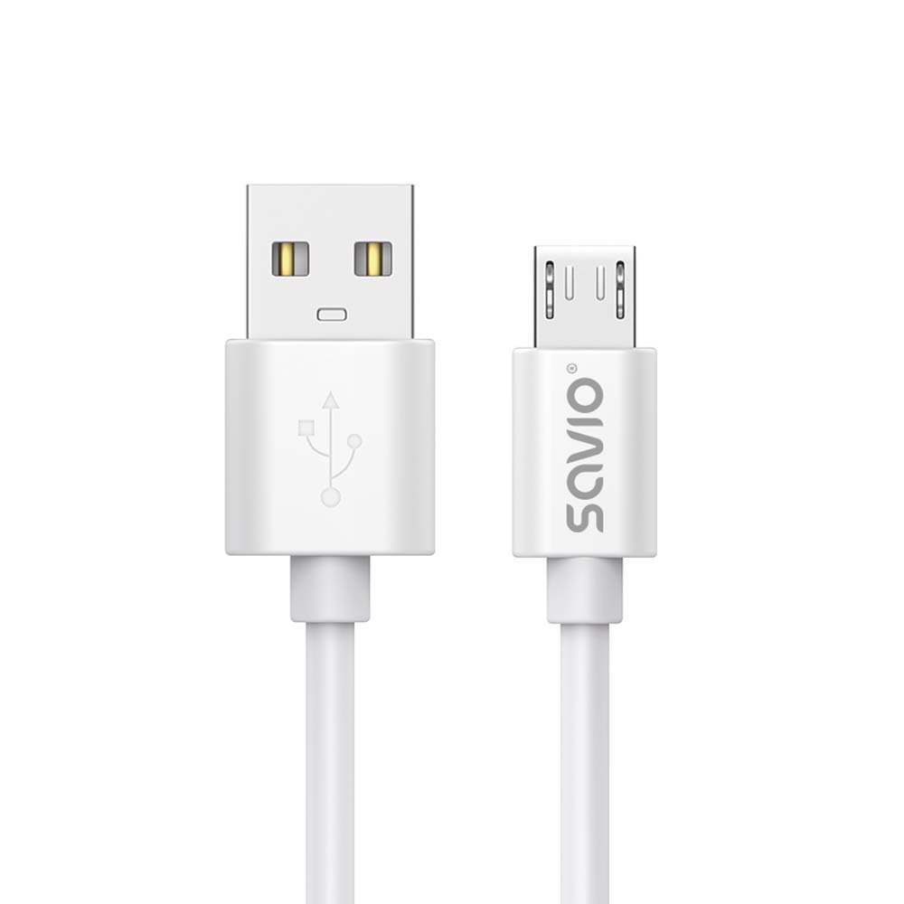 Savio Regular USB 2.0 to micro USB Cable Λευκό 3m (CL-167)