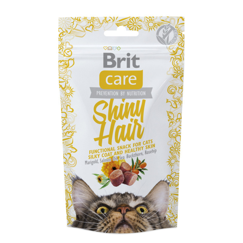 Brit Care Cat Functional Shiny Hair Λιχουδιές Σνακ με Σολομό για Ενήλικες Γάτες 50gr