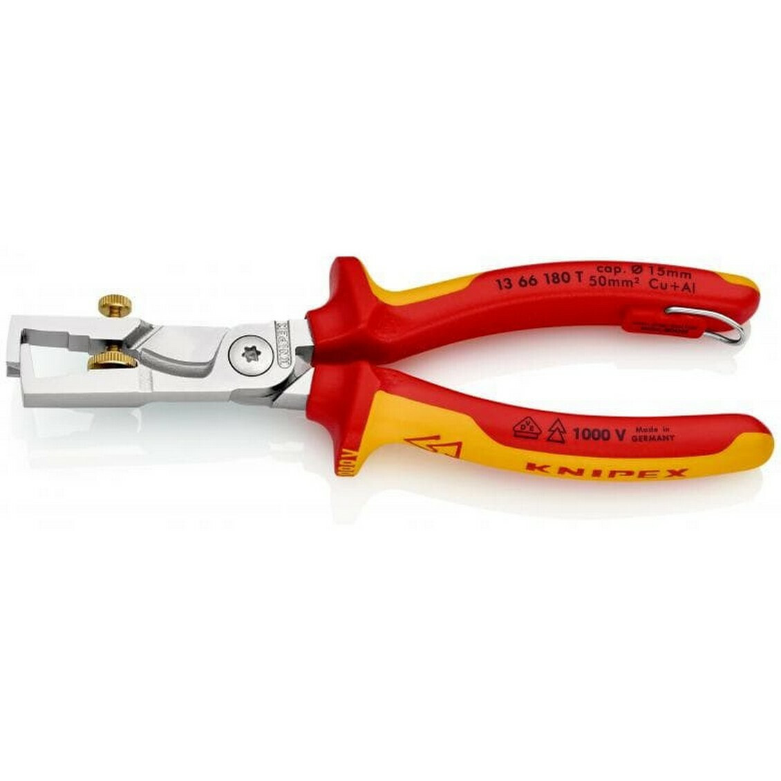 Knipex Ρυθμιζόμενος Απογυμνωτής Καλωδίων με Μήκος 180mm & Κρίκο Στερέωσης 1000V - Image 1