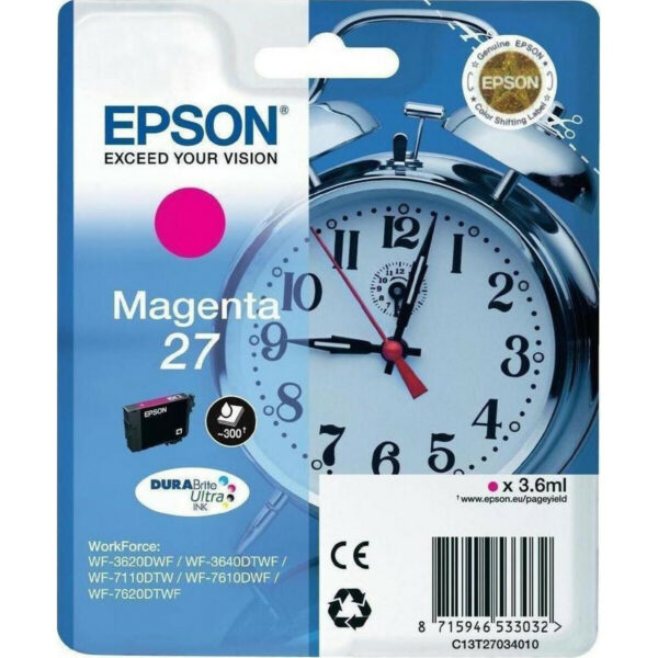 Epson 27 Γνήσιο Μελάνι Εκτυπωτή InkJet Ματζέντα (C13T27034010 C13T27034012)
