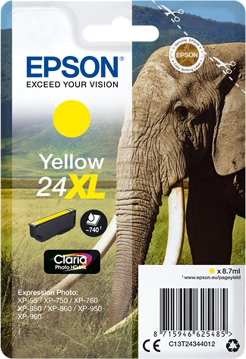 Epson 24XL Γνήσιο Μελάνι Εκτυπωτή InkJet Κίτρινο (C13T24344010 C13T24344012)