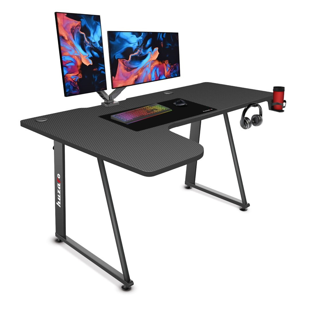 Γωνιακό Γραφείο Gaming Hero 7.7 με LED & USB θύρες 160x100x75εκ. Μαύρο