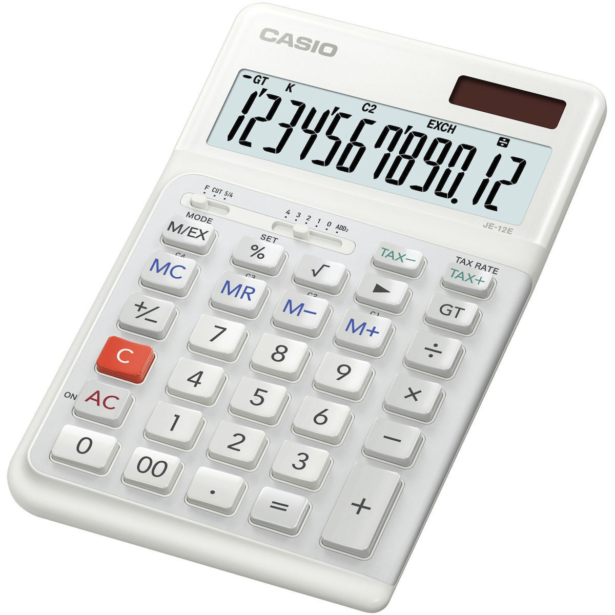Casio Αριθμομηχανή 12 Ψηφίων σε Λευκό Χρώμα