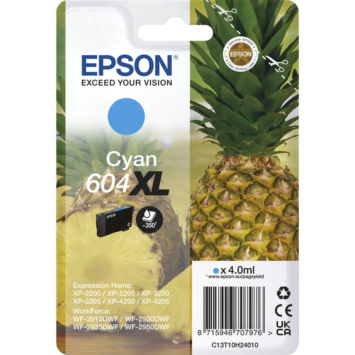 Epson 604XL Γνήσιο Μελάνι Εκτυπωτή InkJet Κυανό (C13T10H24010)