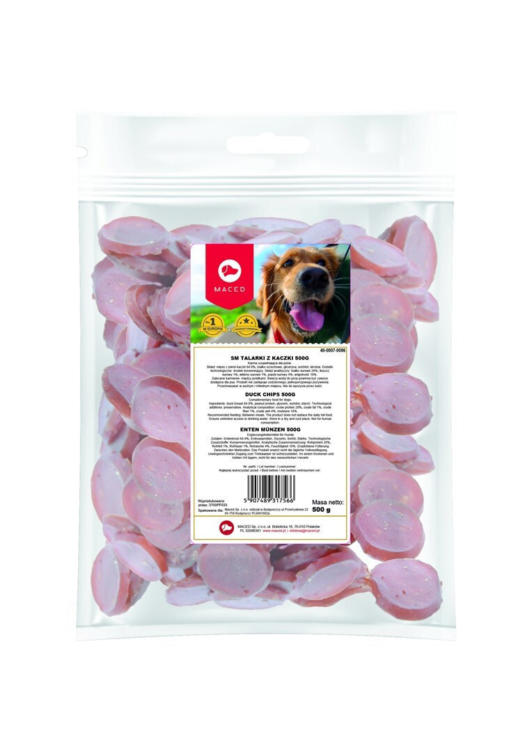 Maced Duck Chips Λιχουδιές Σκύλου με Πάπια 500gr