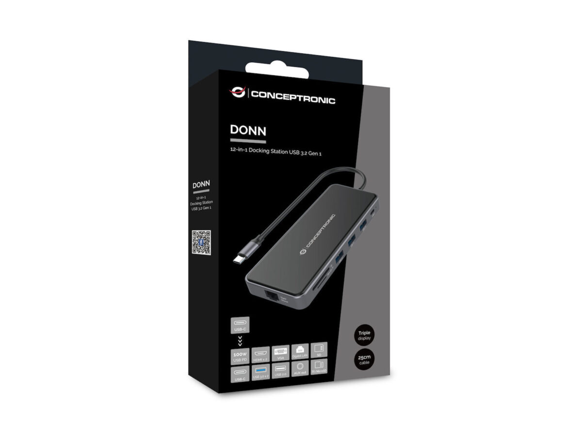Conceptronic USB-C Docking Station με HDMI 4K PD Ethernet (DONN15G) - Image 3