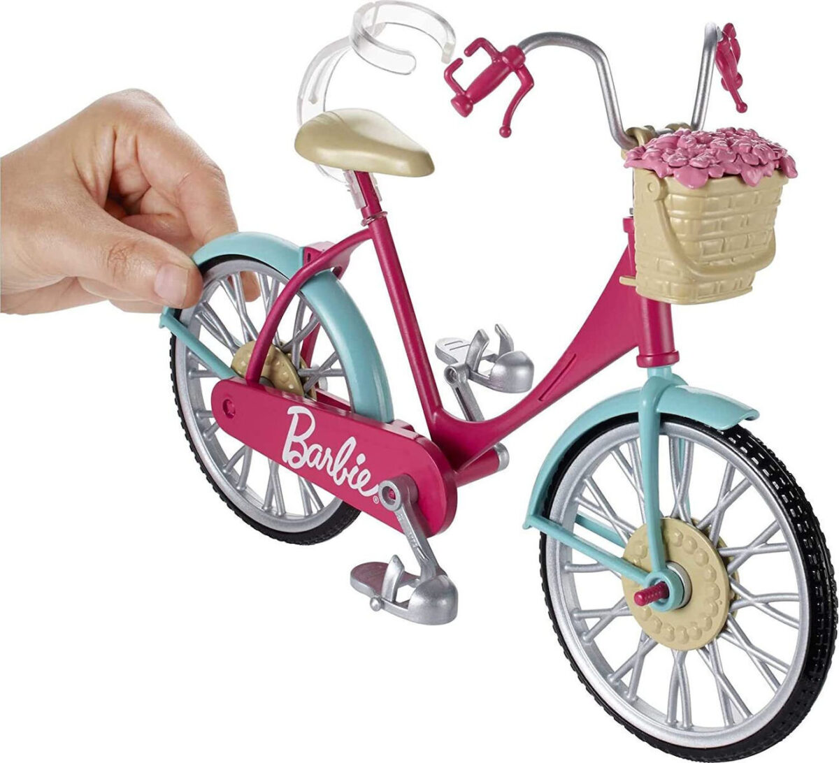 Barbie Bicycle with Helmet & Basket with Flowers για 3+ Ετών - Image 4