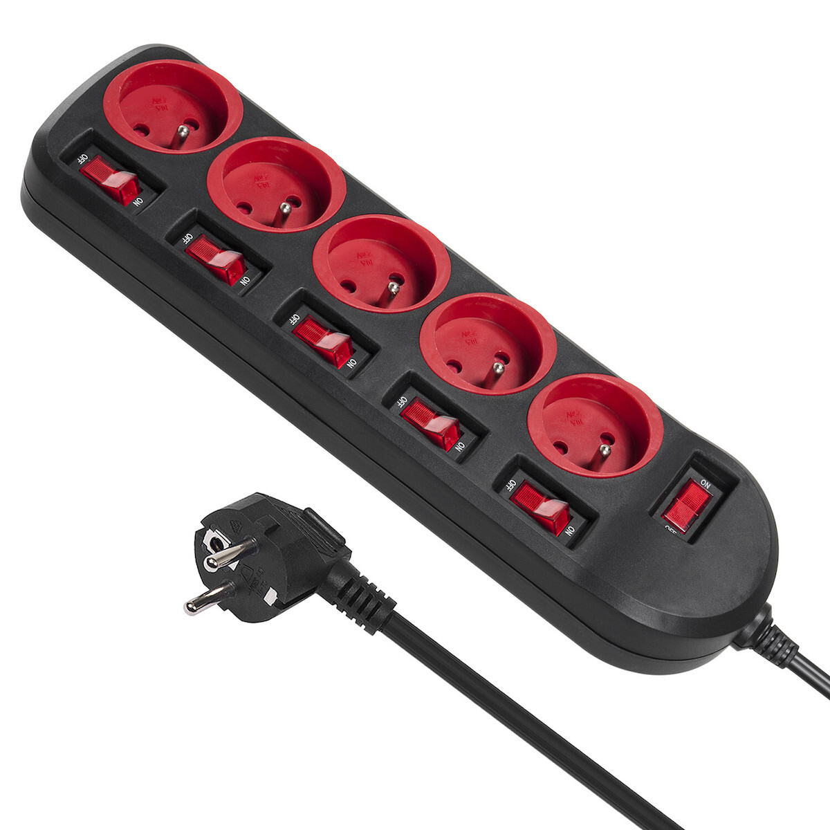 Maclean Energy Πολύπριζο 5 Θέσεων με USB-A, Διακόπτη και Καλώδιο 1.5m