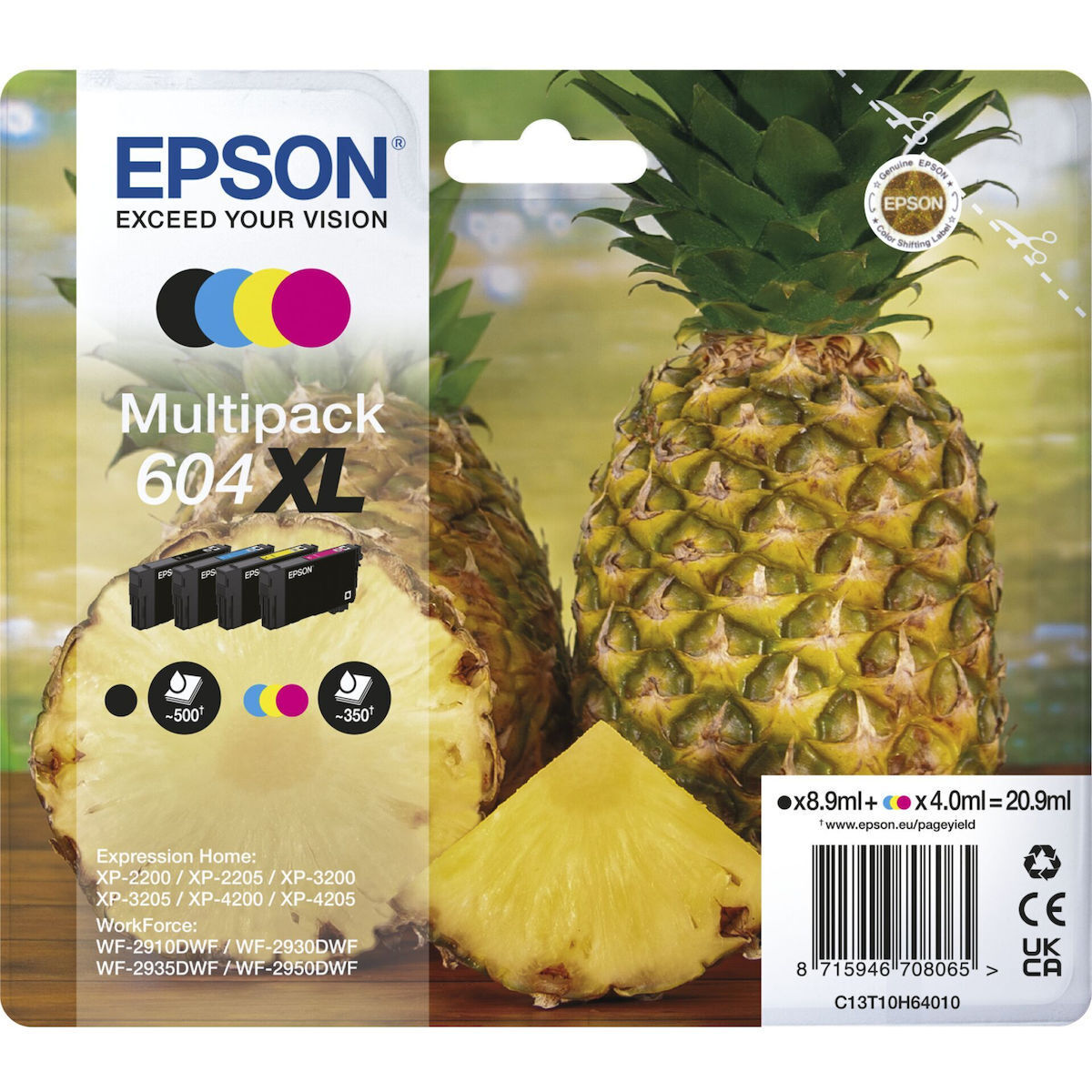 Epson 604XL Γνήσιο Πακέτο 4 Μελανιών Εκτυπωτή InkJet Κίτρινο / Κυανό / Ματζέντα / Μαύρο (C13T10H64010)
