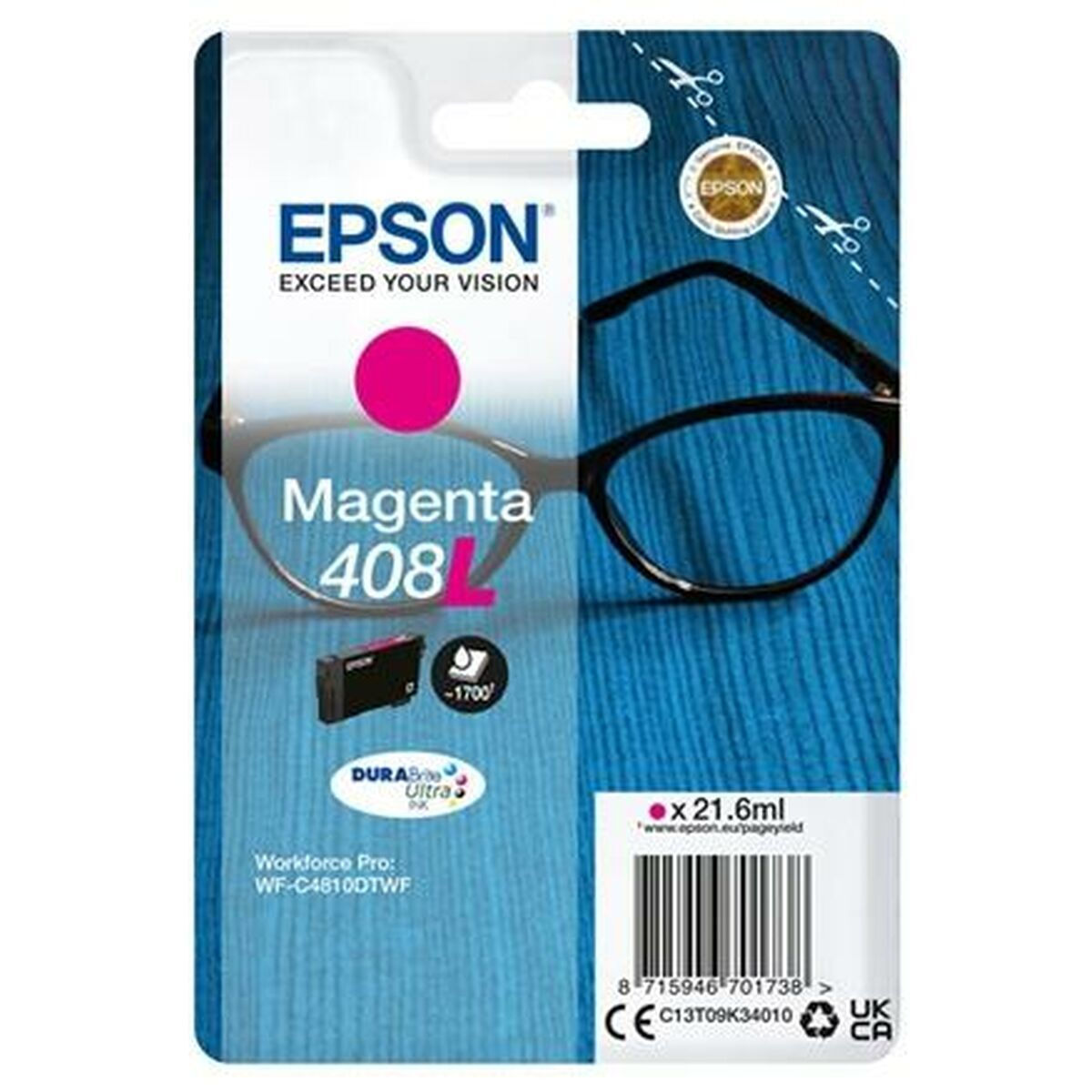 Epson 408L Γνήσιο Μελάνι Εκτυπωτή InkJet Ματζέντα (C13T09K34010)
