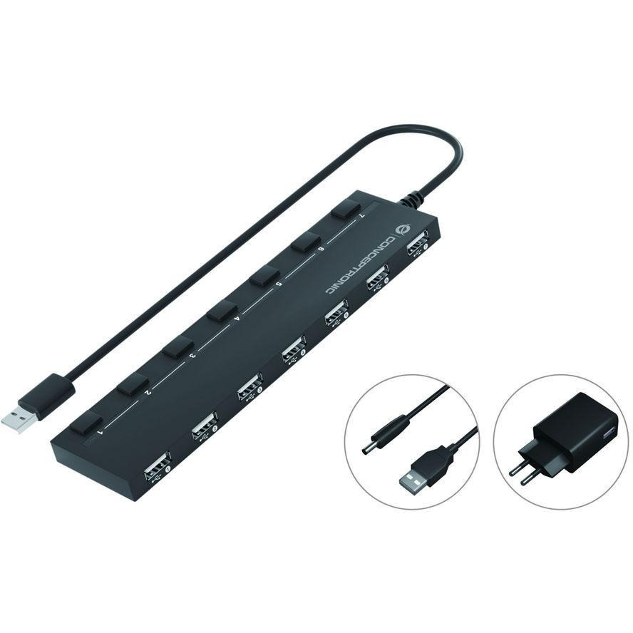 Conceptronic USB 2.0 Hub 7 Θυρών με σύνδεση USB-A και Εξωτερική Παροχή Ρεύματος - Image 1