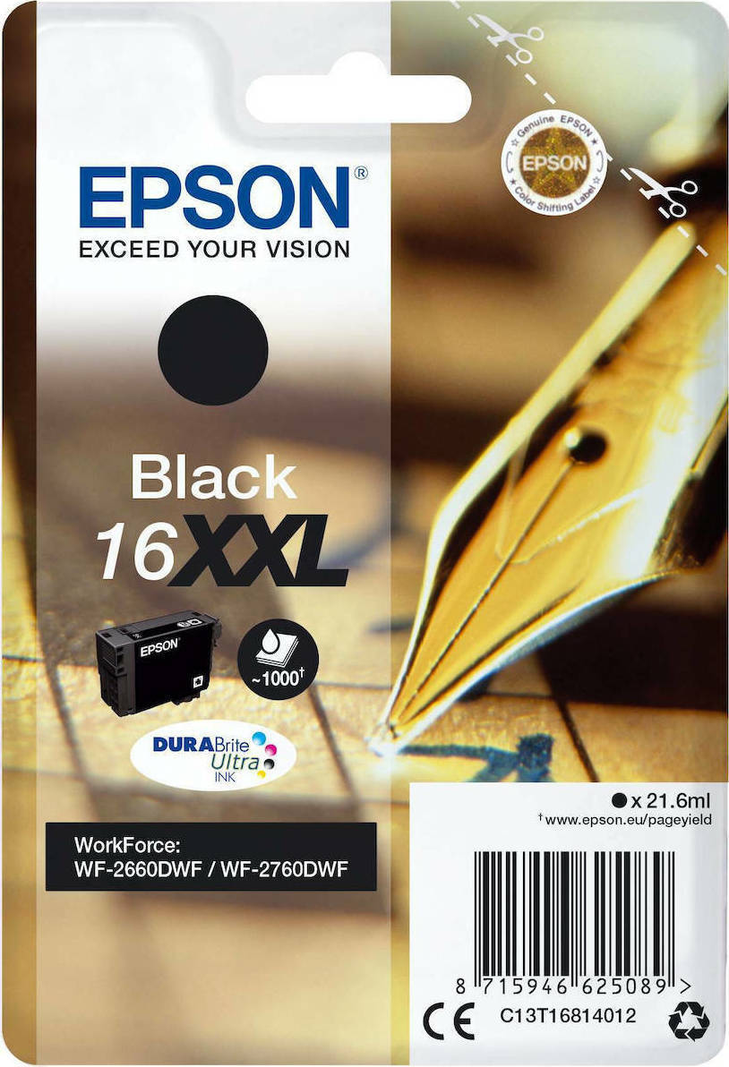 Epson 16XXL Γνήσιο Μελάνι Εκτυπωτή InkJet Μαύρο (C13T16814010 C13T16814012)