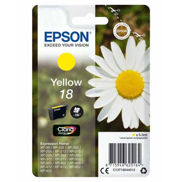 Epson 18 Γνήσιο Μελάνι Εκτυπωτή InkJet Κίτρινο (C13T18044022)