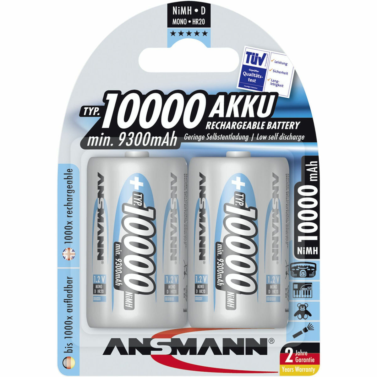 Ansmann D 10000mAh 1.2V 2τμχ