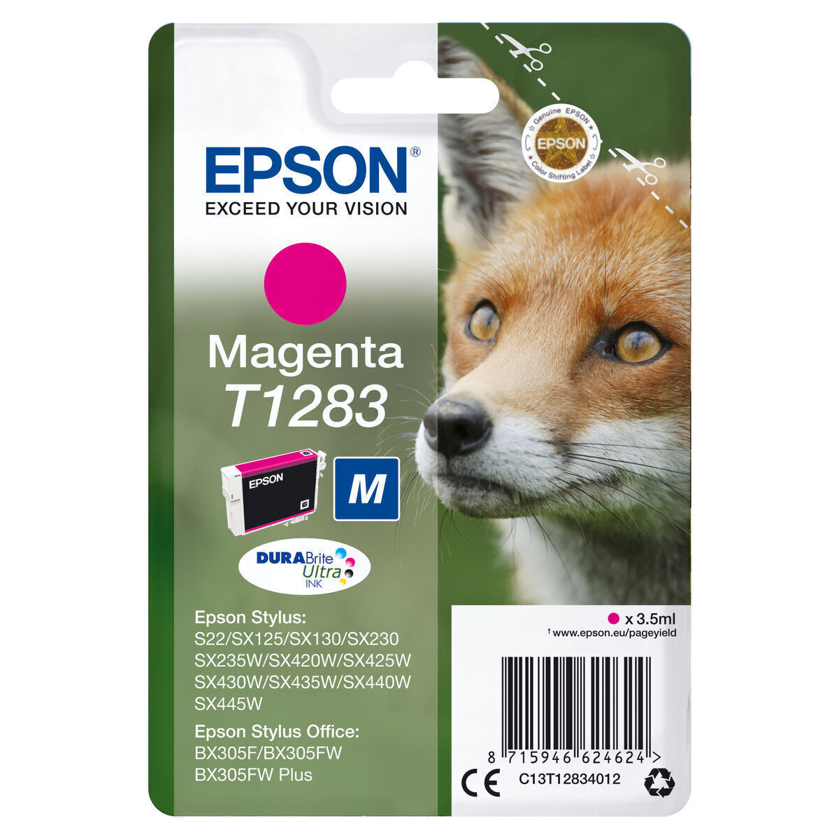 Epson T1283 Magenta Γνήσιο Μελάνι Εκτυπωτή InkJet Ματζέντα (C13T12834022)