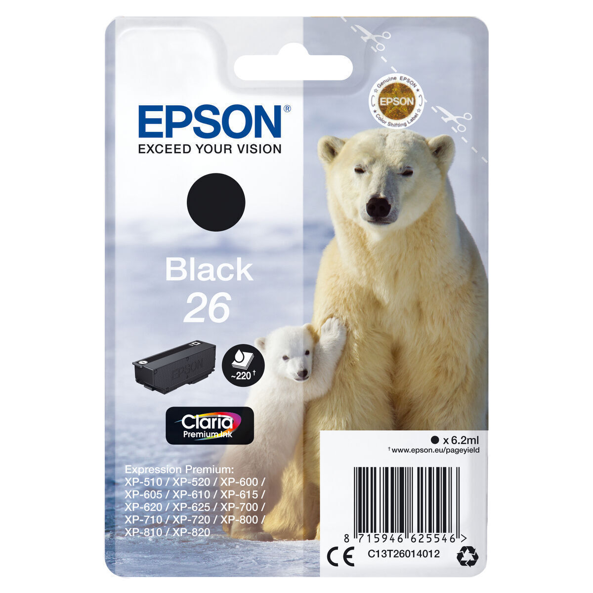 Epson T260140 Γνήσιο Μελάνι Εκτυπωτή InkJet Μαύρο (C13T26014022)
