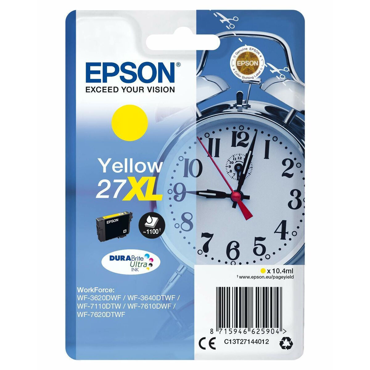 Epson 27XL Γνήσιο Μελάνι Εκτυπωτή InkJet Κίτρινο (C13T27144022)