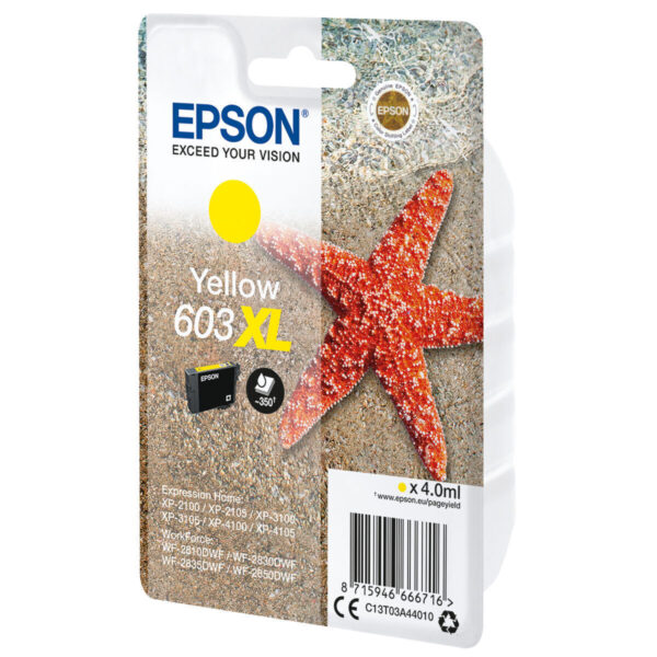 Epson 603XL Γνήσιο Μελάνι Εκτυπωτή InkJet Κίτρινο (C13T03A44020)