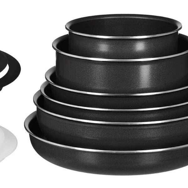 Tefal Ingenio Easy Cook & Clean Σετ Τηγάνια από Αλουμίνιο Μαύρα 13τμχ
