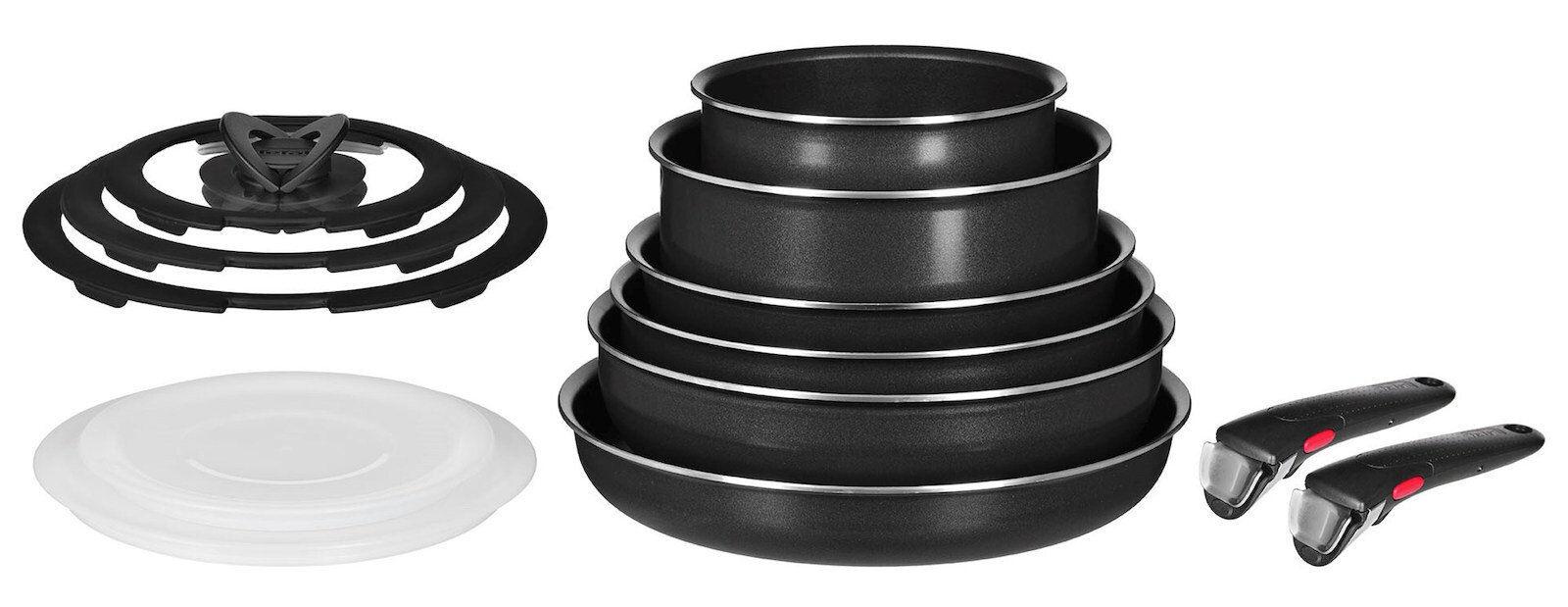 Tefal Ingenio Easy Cook & Clean Σετ Τηγάνια από Αλουμίνιο Μαύρα 13τμχ
