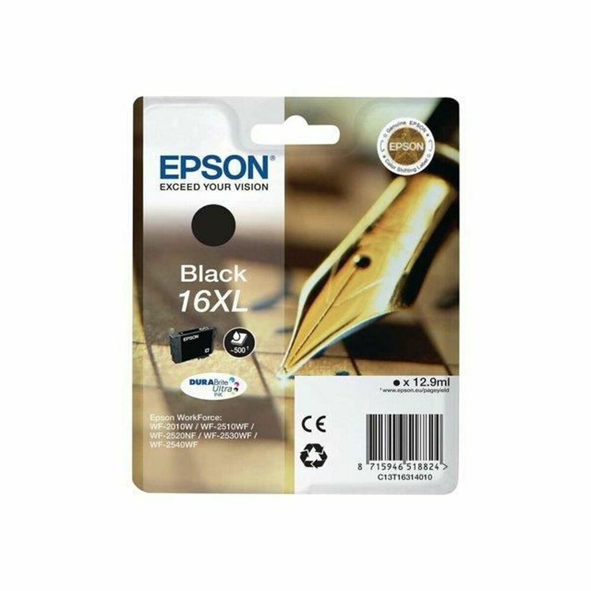 Epson 16XL Γνήσιο Μελάνι Εκτυπωτή InkJet Μαύρο (C13T16314022)