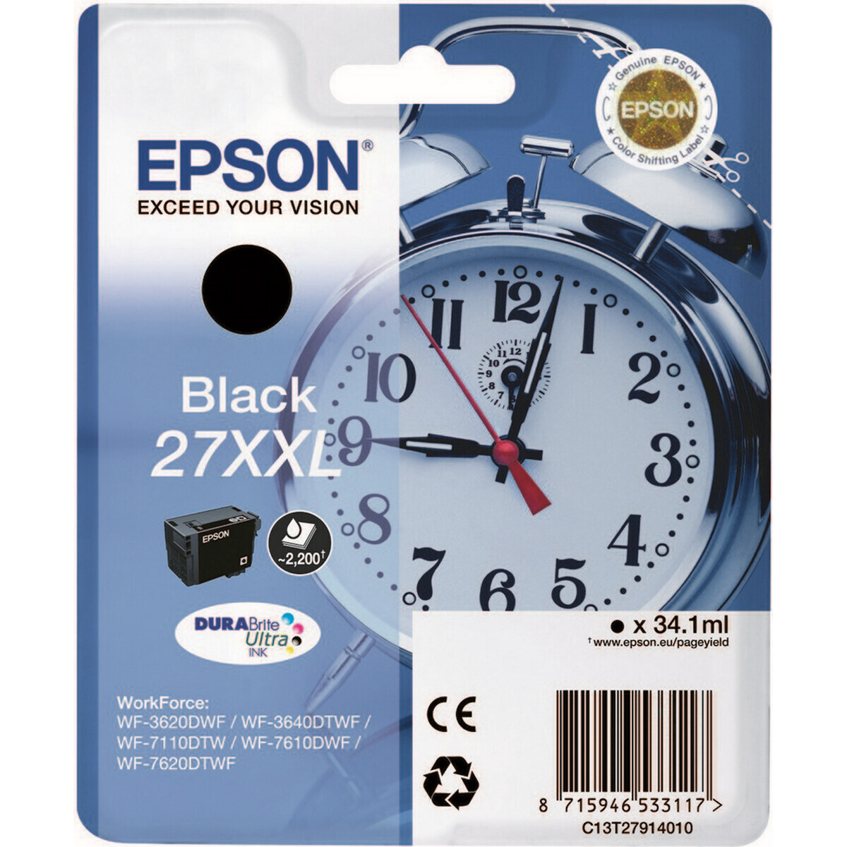 Epson 27XXL Γνήσιο Μελάνι Εκτυπωτή InkJet Μαύρο (C13T27914010 C13T27914012)