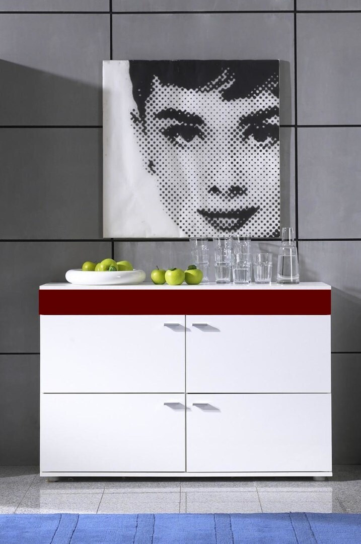 Μπουφές Logo II Ξύλινος white/bordeaux 120x42x78cm