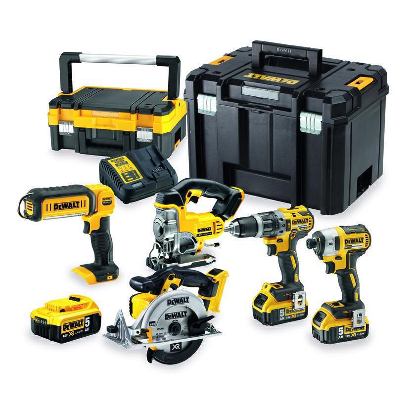 Dewalt Σετ Δισκοπρίονο, Δραπανοκατσάβιδο, Παλμικό Κατσαβίδι, Σέγα & Φακός