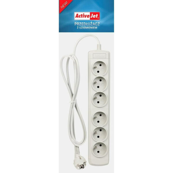 Active Jet 6gnu Πολύπριζο 6 Θέσεων με Καλώδιο 3m Γκρι