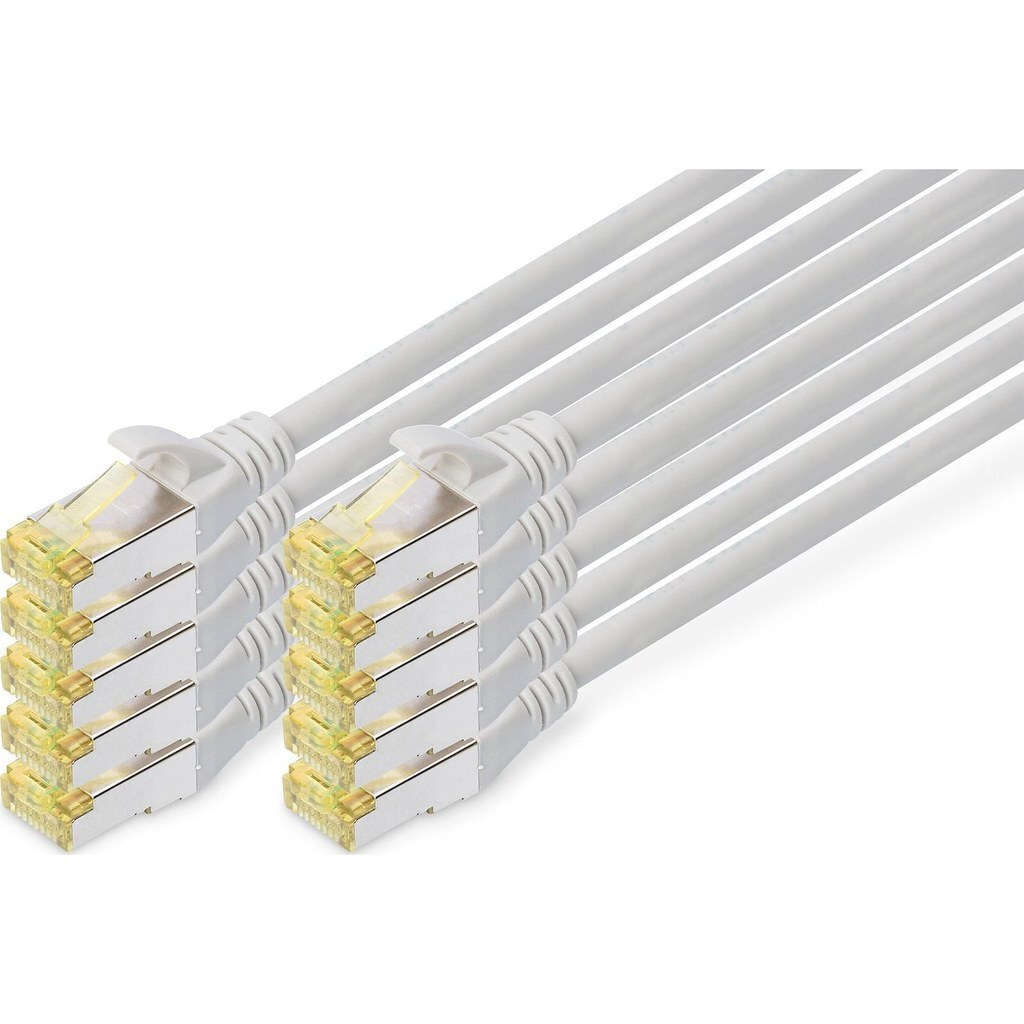 Digitus S/FTP Cat.6a Καλώδιο Δικτύου Ethernet 0.5m Γκρι 10τμχ