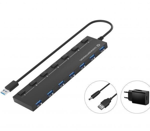 Conceptronic USB 3.0 Hub 7 Θυρών με σύνδεση USB-A και Εξωτερική Παροχή Ρεύματος