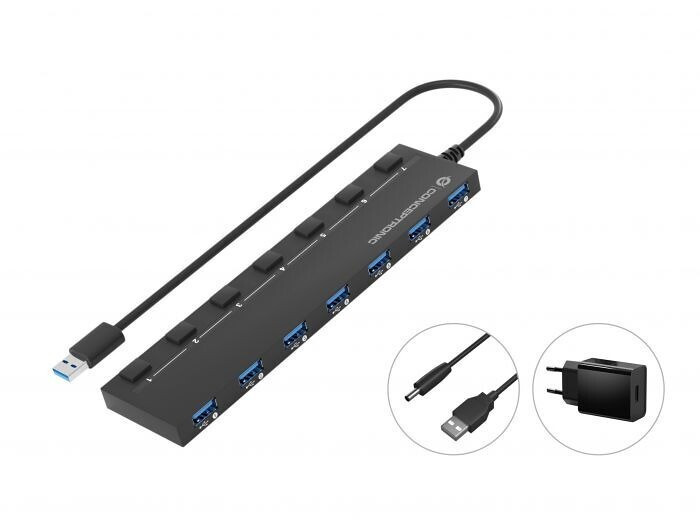 Conceptronic USB 3.0 Hub 7 Θυρών με σύνδεση USB-A και Εξωτερική Παροχή Ρεύματος - Image 1