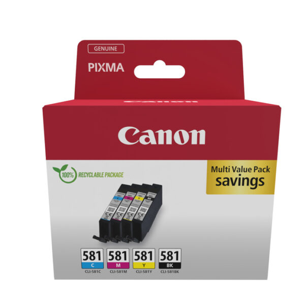 Canon Γνήσιο Πακέτο 4 Μελανιών Εκτυπωτή InkJet Κίτρινο / Κυανό / Ματζέντα / Μαύρο (2103C006)