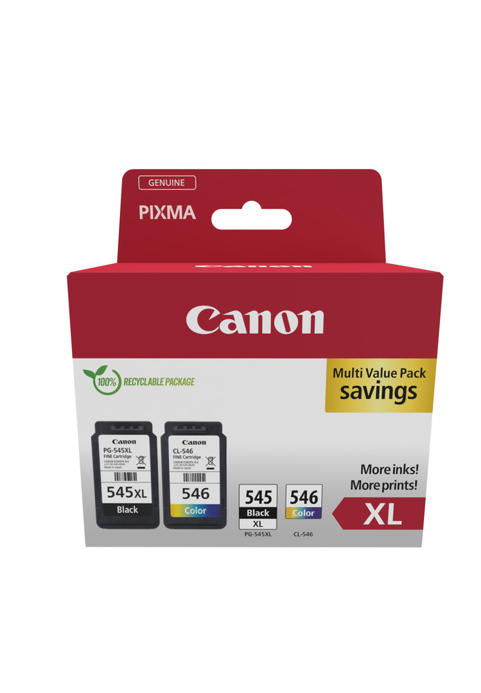 Canon PG-545/CL-546XL Γνήσιο Πακέτο 2 Μελανιών Εκτυπωτή InkJet Μαύρο / Πολλαπλό (Color) (8286B012) - Image 1
