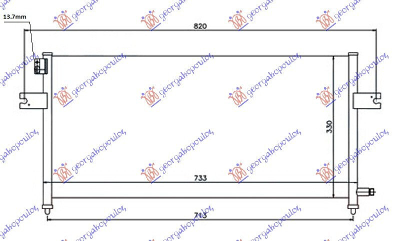 Ψυγείο A C 2.4 Βενζίνη 2.5 Td Παροχη 13.7mm 700x320x16 Nissan P U D22 Navara 2wd-4wd 01-10 92110-9s600 1 Τεμ - Image 1