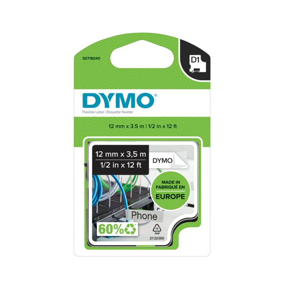 Πλαστικοποιημένη Ταινία Στυλό Dymo S0718050 Μαύρο