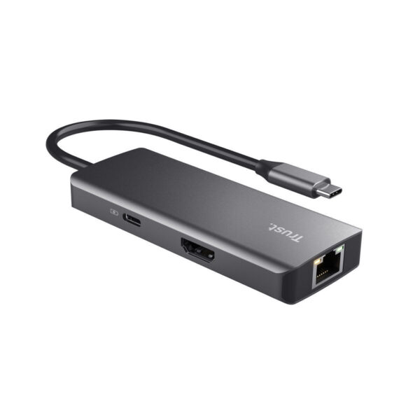 Trust USB 2.0 Hub 10 Θυρών με σύνδεση USB-A / Ethernet Ασημί