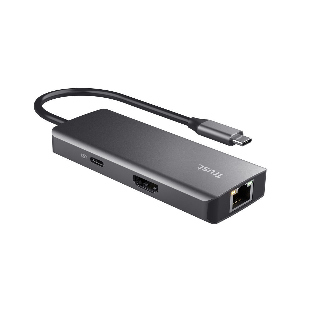 Trust USB 2.0 Hub 10 Θυρών με σύνδεση USB-A / Ethernet Ασημί - Image 1