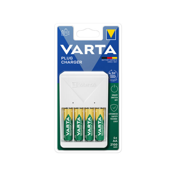 Varta Φορτιστής 4 Μπαταριών Ni-MH Μεγέθους AA σε Λευκό χρώμα