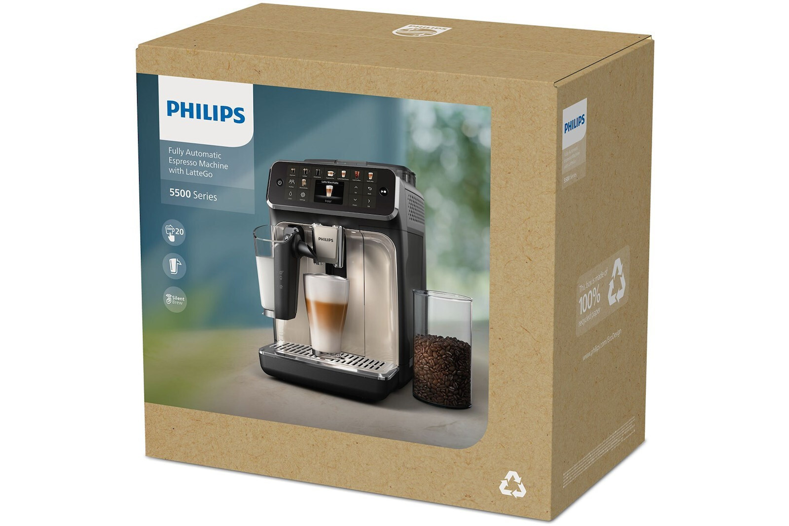 Philips Series 5500 Αυτόματη Μηχανή Espresso 1500W Πίεσης 15bar με Μύλο Άλεσης Μαύρη